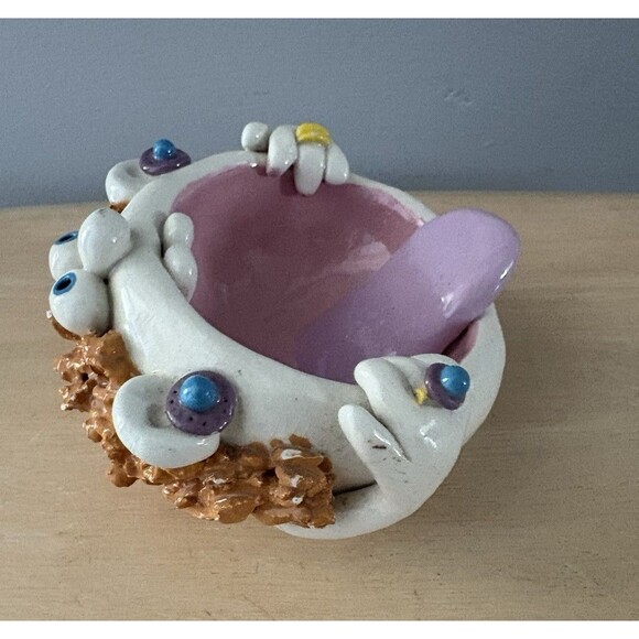 Handmade Big Mouth Face Soap Sponge Holder Earrings Rings Tongue R Plumb Novelty - Picture 3 of 8